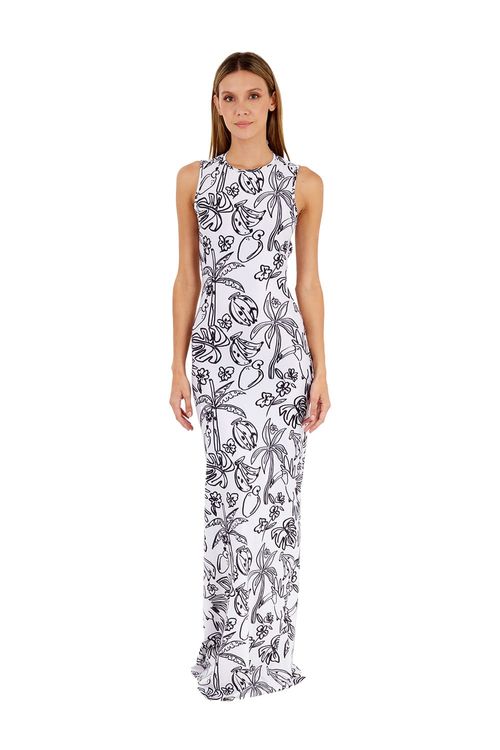 Vestido Largo Estampado Marfil para mujer Carly