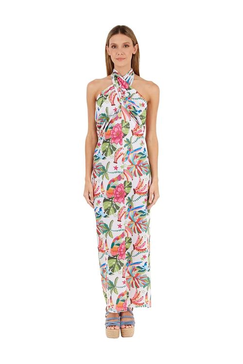 Vestido Largo Estampado Marfil para mujer Tropico