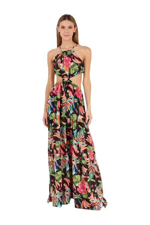 Vestido Largo Estampado Negro para mujer Sia