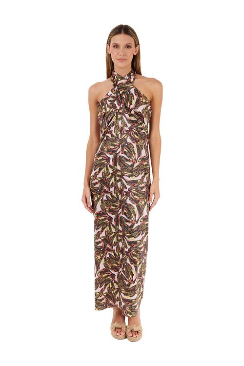 Vestido Largo Estampado Verde para mujer Tropico