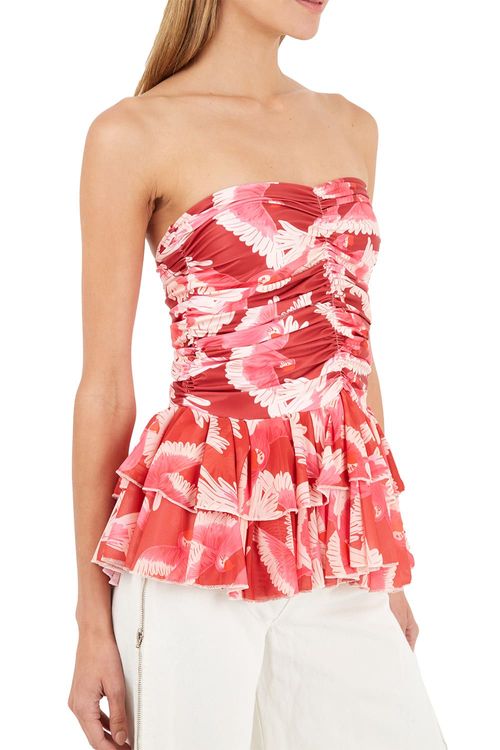 Top/Falda Estampado Aves Rojo para mujer Rosie