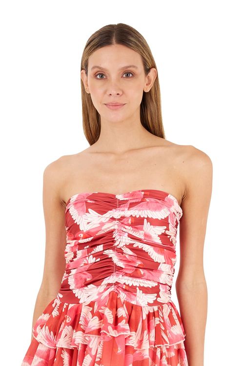 Top/Falda Estampado Aves Rojo para mujer Rosie