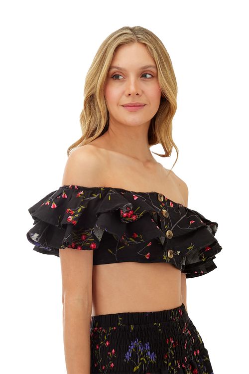 Top Estampado Floral Negro para mujer Fiore