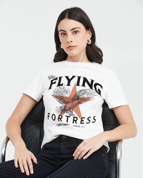 Camiseta Estampada con Detalles Aterciopelados para Mujer