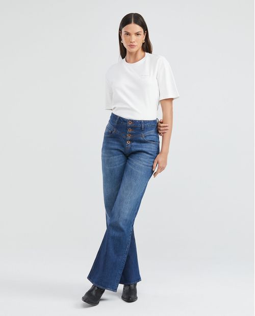 Camiseta Básica de Mujer, Manga Corta Cuello Cuello Redondo - Esencial Silueta Oversized Bordado Hilos Lurex