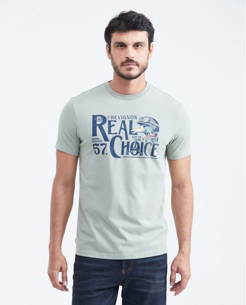 Camiseta Slim Fit Estampada Cuello Redondo para Hombre