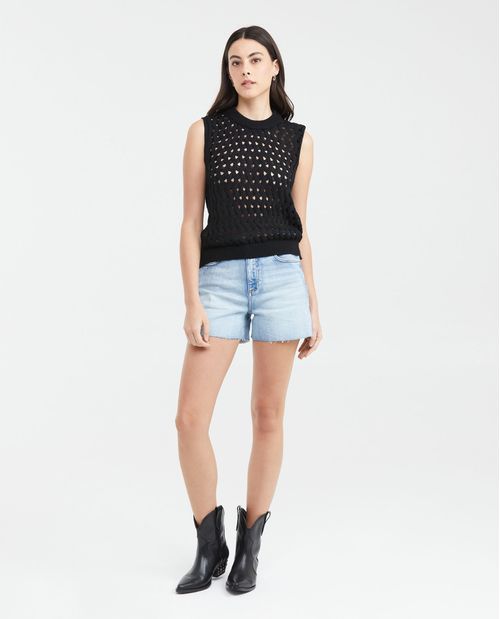 Camiseta en Tejido Tipo Red para Mujer