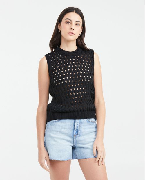 Camiseta en Tejido Tipo Red para Mujer