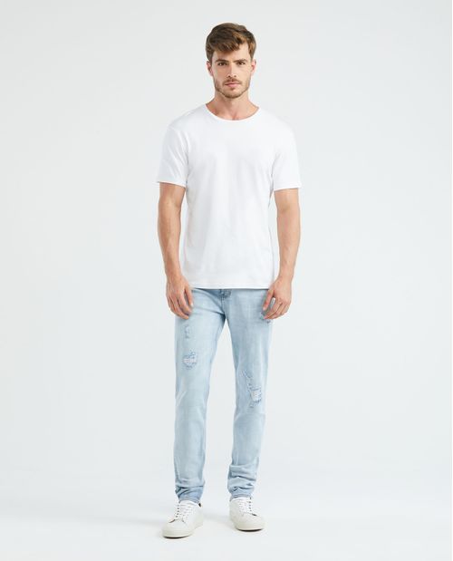Jean de Hombre Straight Fit, Morrison, Bota Slim - Azul Claro