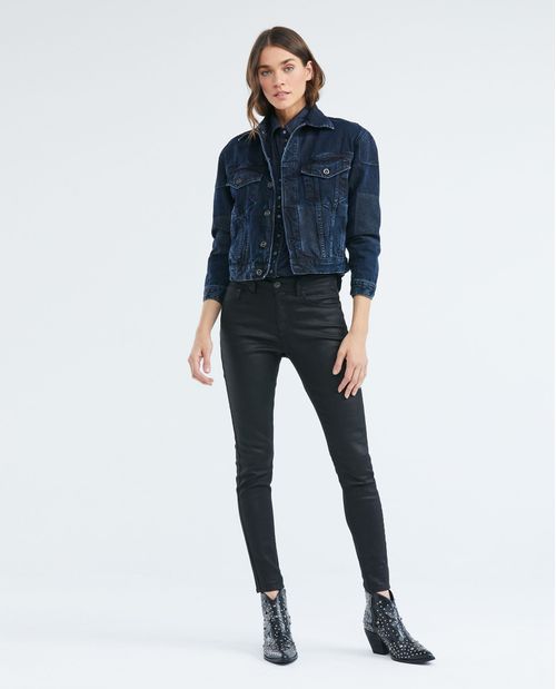 Chaqueta de Mujer en Denim, Tipo Trucker Straight Fit - Azul Ultra Oscuro