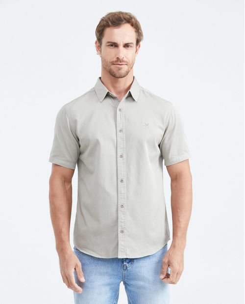 Camisa Slim Fit Manga Corta en Algodón para Hombre