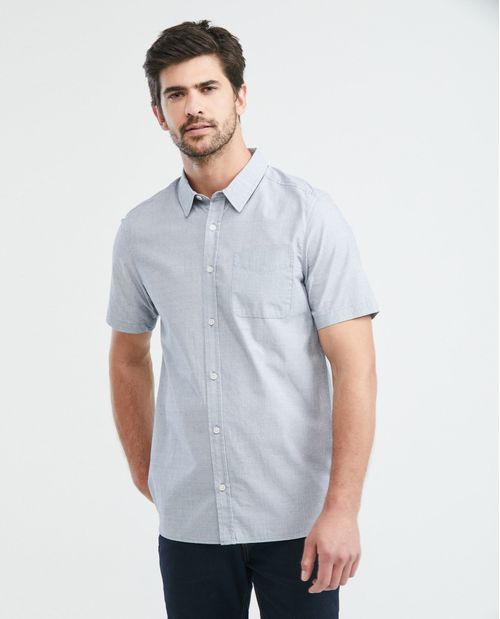 Camisa de Hombre, Slim Fit Manga Larga - 100% Algodón Efecto Dobby