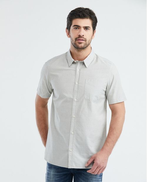 Camisa de Hombre, Slim Fit Manga Larga - 100% Algodón Efecto Dobby