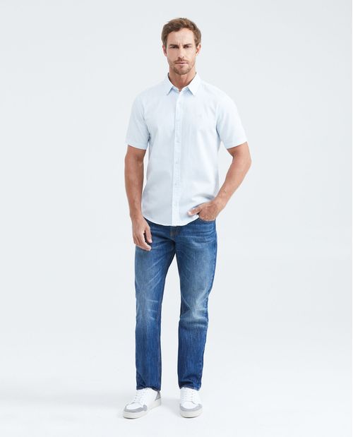 Camisa Slim Fit Manga Corta en Algodón para Hombre