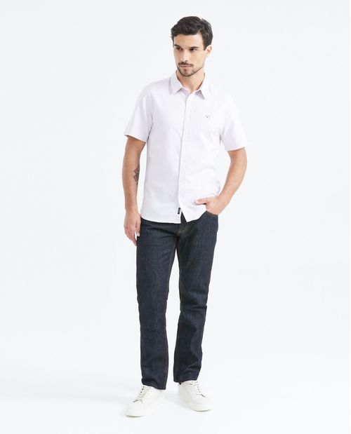 Camisa Slim Fit Manga Corta en Oxford Algodón para Hombre