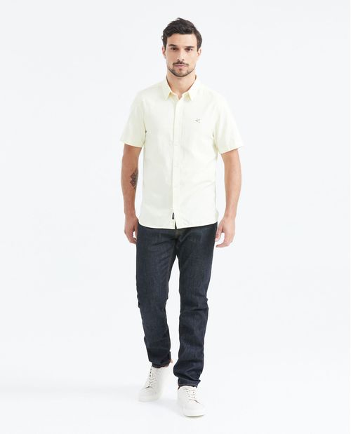Camisa Slim Fit Manga Corta en Oxford Algodón para Hombre