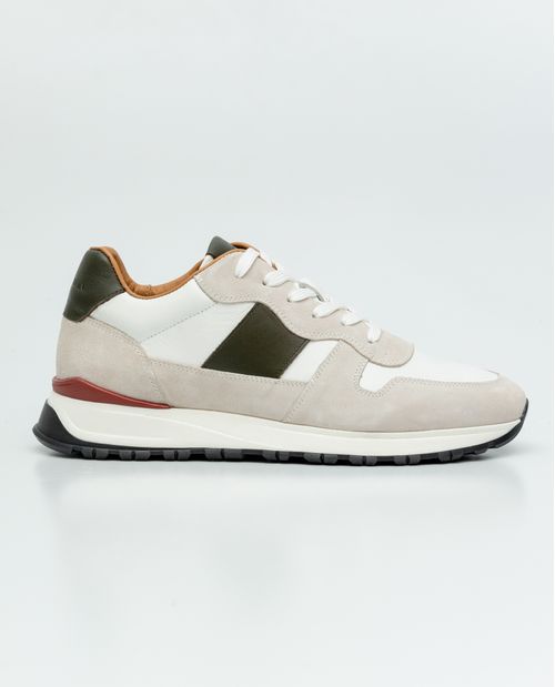 Tenis Tipo Runner en Cuero Liso y Gamuza para Hombre