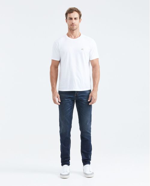 Jean Súper Slim Fit Tiro Bajo Bota Super Slim Azul Oscuro para Hombre