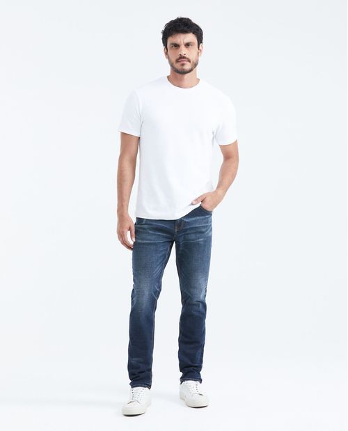 Jean Straight Fit Fit Medio Bota Slim Azul Oscuro para Hombre