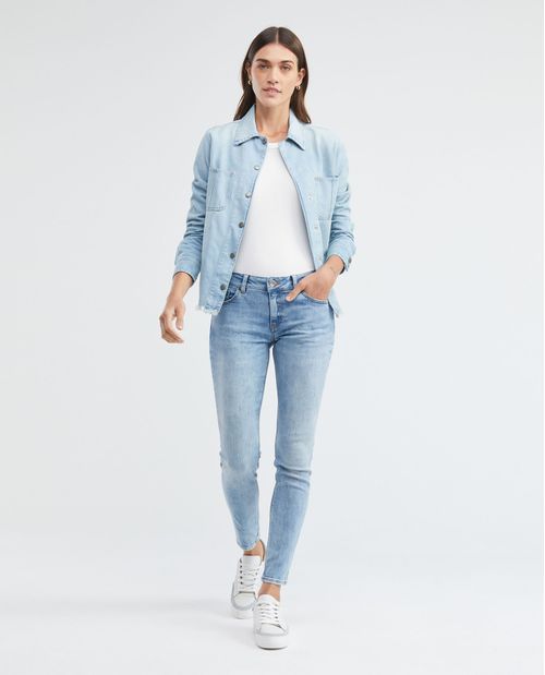 Jean de Mujer Low Rise, Rusty, Bota Skinny - Azul Medio Vintage