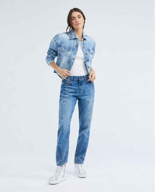 Jean de Mujer Low Rise, Rusty, Boot Cut - Azul Medio Vintage + Rotos