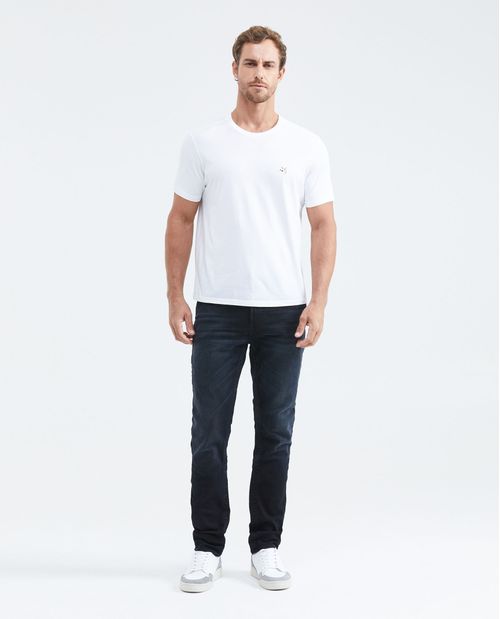 Jean Slim Fit Tiro Medio Bota Slim Azul Ultra Oscuro para Hombre