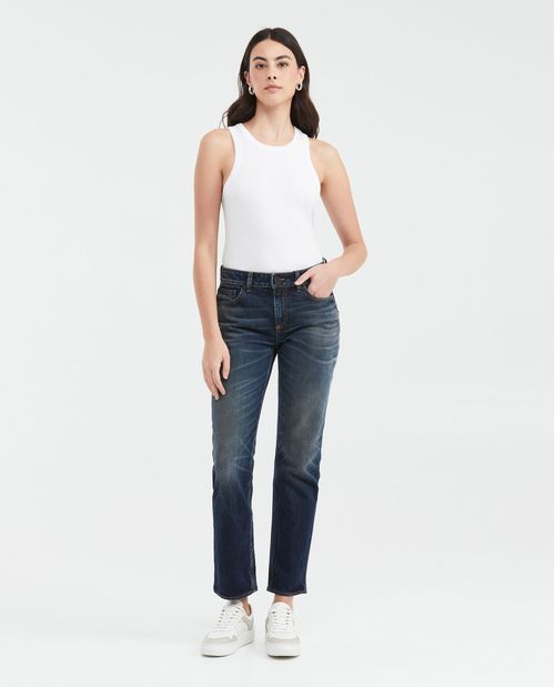Jean Super High Rise Boot Cut Azul Oscuro Lavado Vintage para Mujer