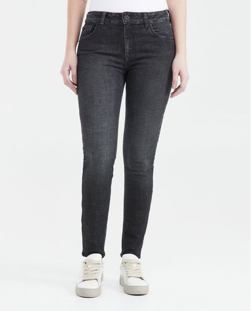 Jean High Rise Bota Slim Gris Oscuro para Mujer