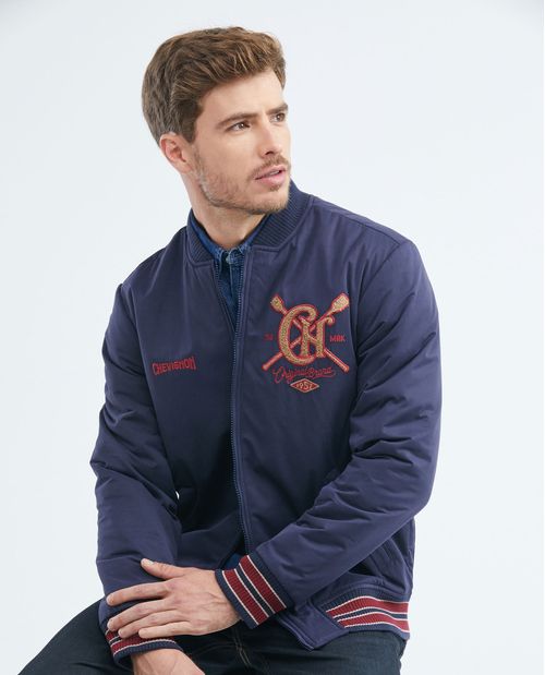 Chaqueta de Hombre, Silueta Bomber - Varsity Aplique en Chenille