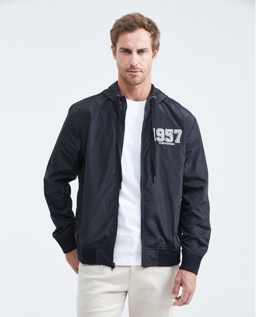 Chaqueta Tipo Rompevientos con Capucha Repelente al Agua para Hombre