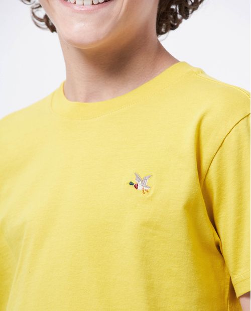 Camiseta Básica Straight Fit Cuello Redondo en Algodón para Niño