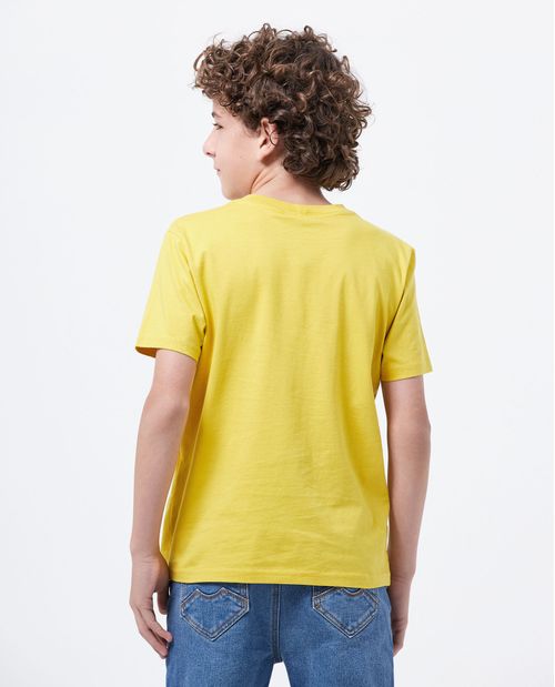 Camiseta Básica Straight Fit Cuello Redondo en Algodón para Niño