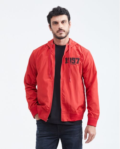 Chaqueta Tipo Rompevientos con Capucha Repelente al Agua para Hombre