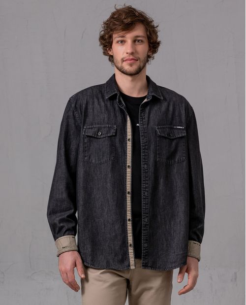 Camisa con puño en contraste para hombre