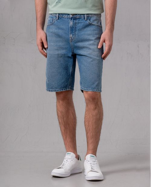 Bermuda recta de denim para hombre