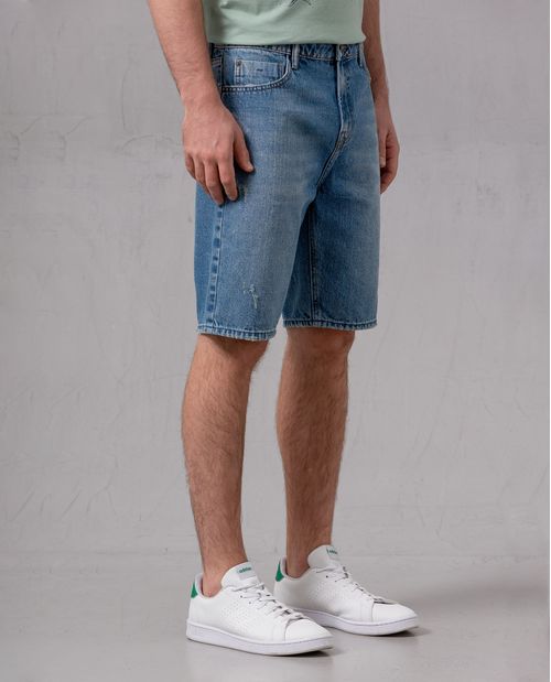 Bermuda recta de denim para hombre