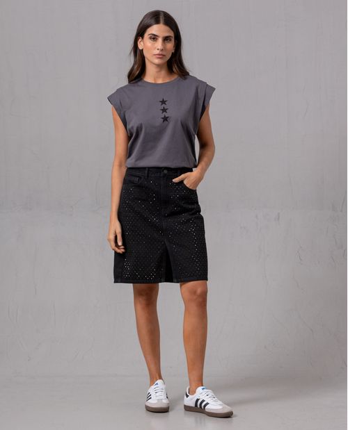 Falda con apliques de brillo para mujer
