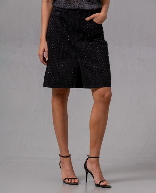 Falda con apliques de brillo para mujer
