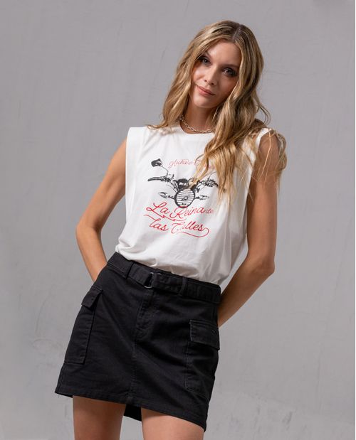 Camiseta manga sisa para mujer