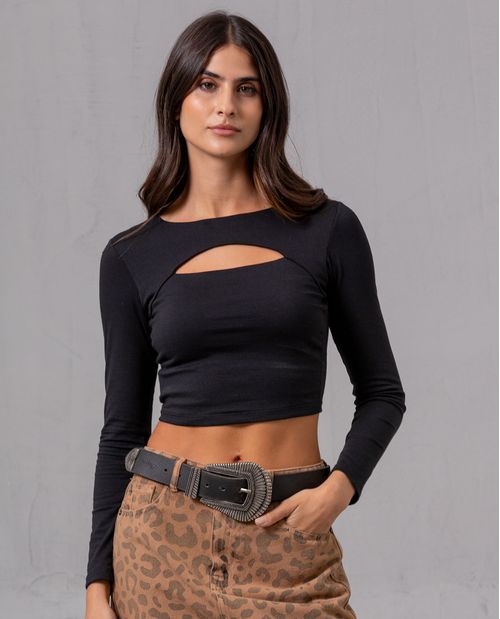 Camiseta crop manga larga para mujer