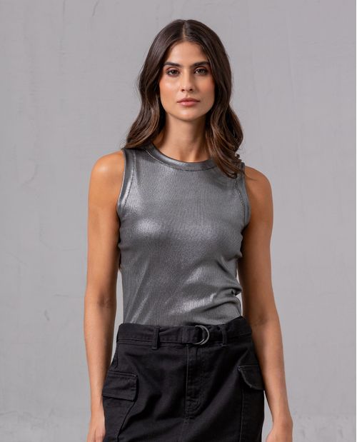 Camiseta con efecto metalizado para mujer