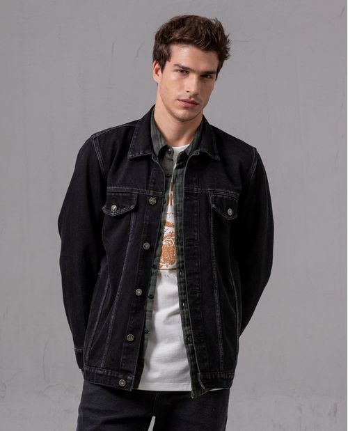 Chaqueta black denim para hombre