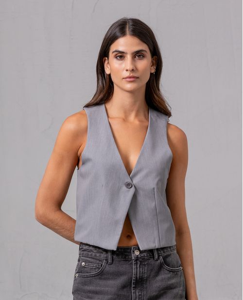 Chaleco diseño cruzado en espalda para mujer