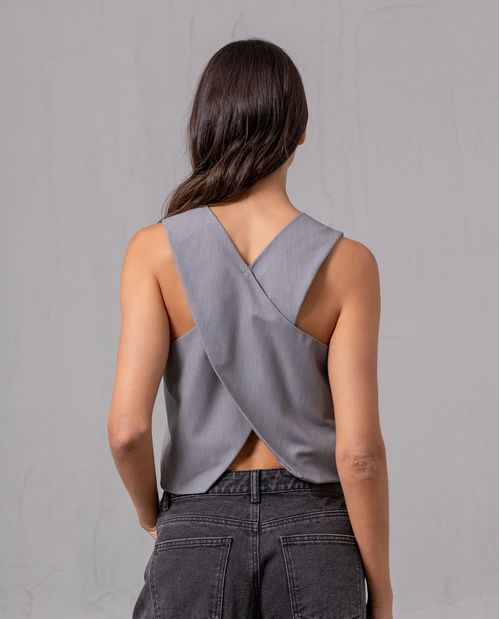 Chaleco diseño cruzado en espalda para mujer