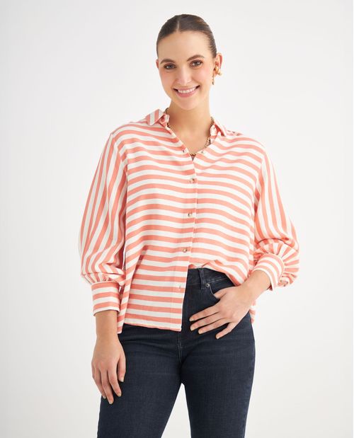 Camisa con estampado a rayas para mujer