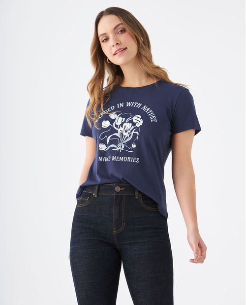 Camiseta básica estampada en frente para mujer