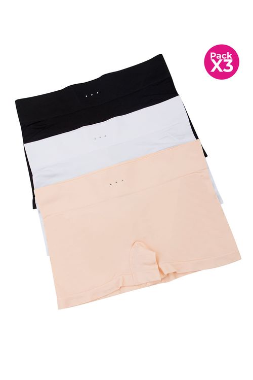 Paquete x3 panty tipo bóxer en algodón seamless