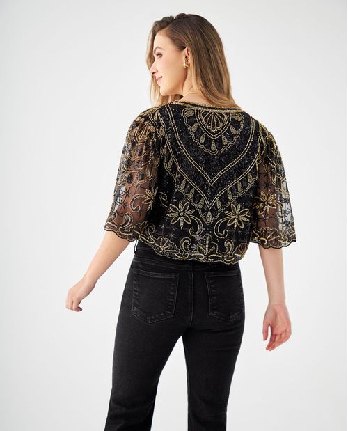 Chaleco con transparencia en mangas para mujer