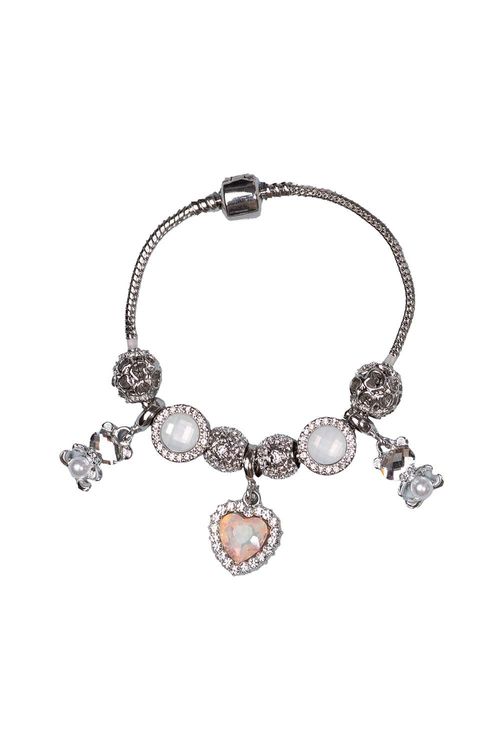 Pulsera plateada con dijes