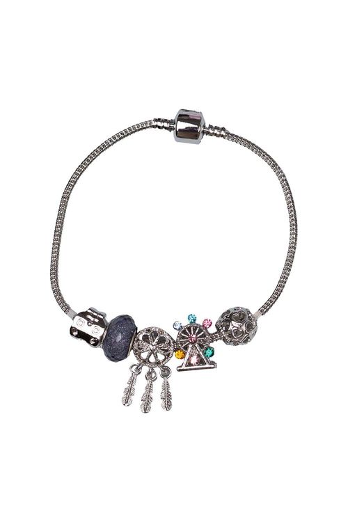 Pulsera  con dijes plateada